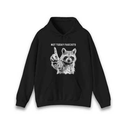 Not Today Fascists Racoon Hoodie