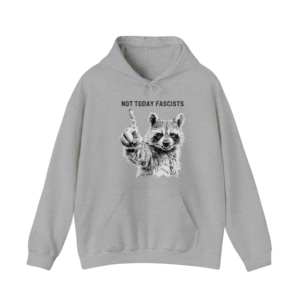 Not Today Fascists Racoon Hoodie