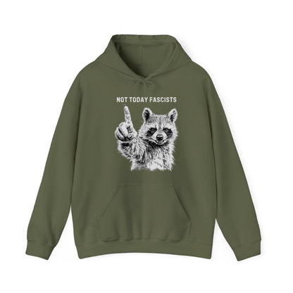 Not Today Fascists Racoon Hoodie