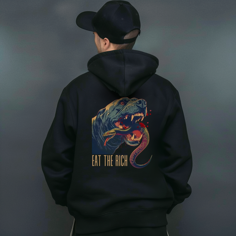 Eat the Rich Black Dog Hoodie