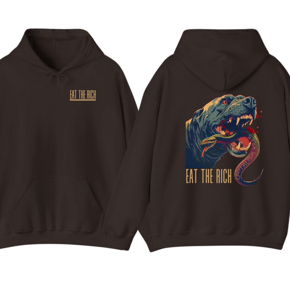 Eat the Rich Black Dog Hoodie