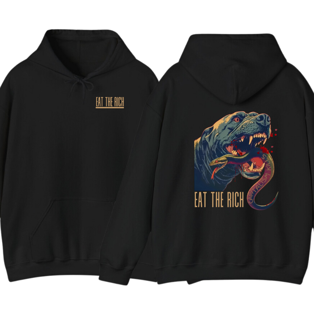 Eat the Rich Black Dog Hoodie