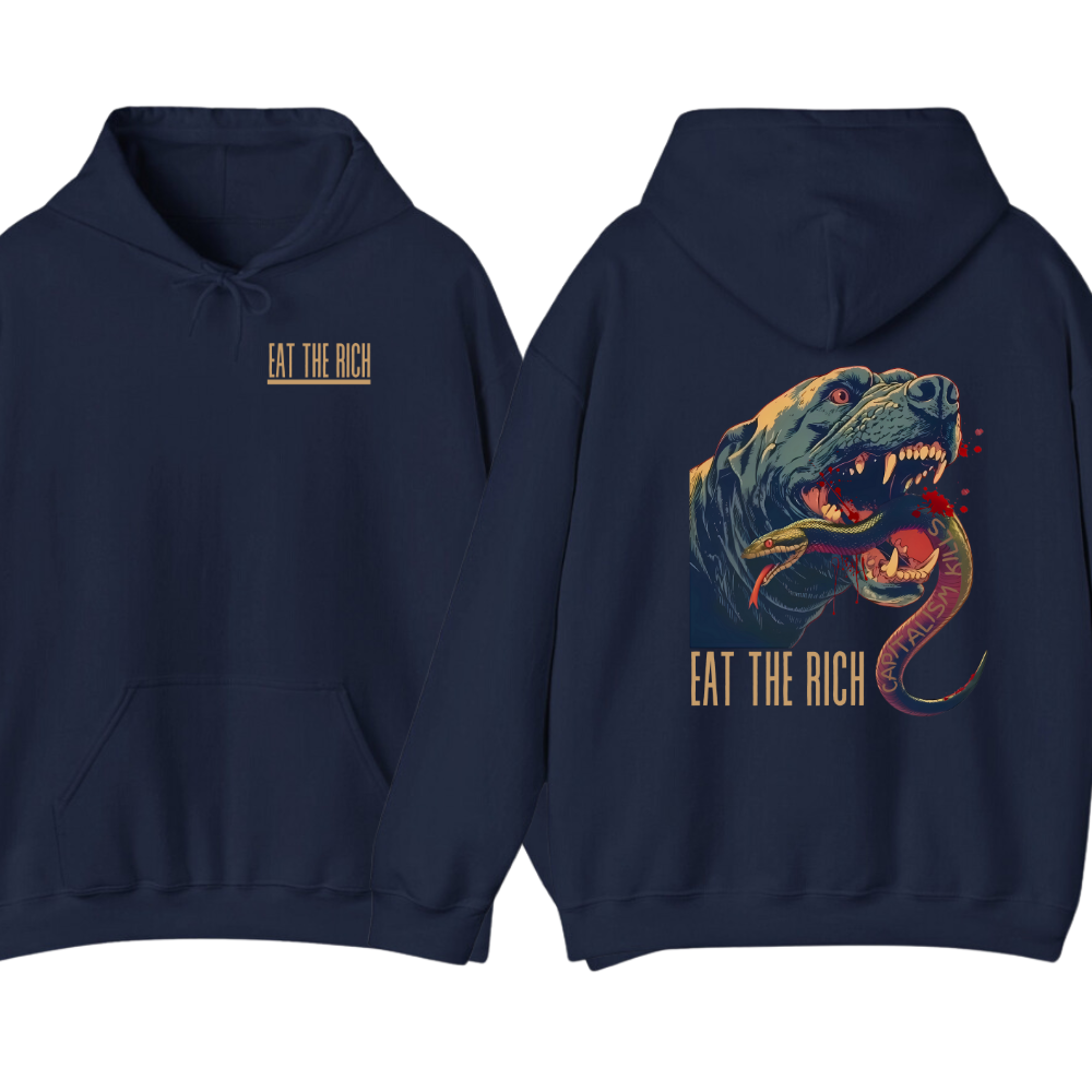 Eat the Rich Black Dog Hoodie