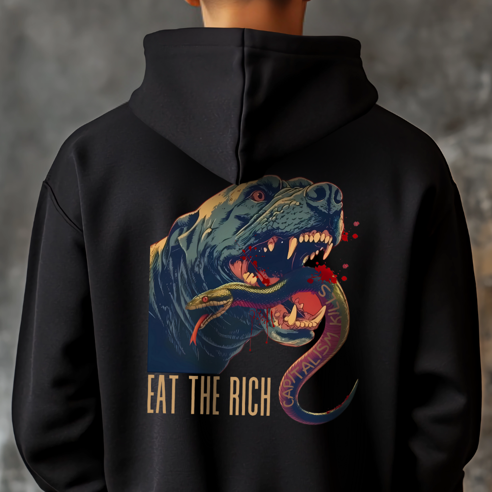 Eat the Rich Black Dog Hoodie